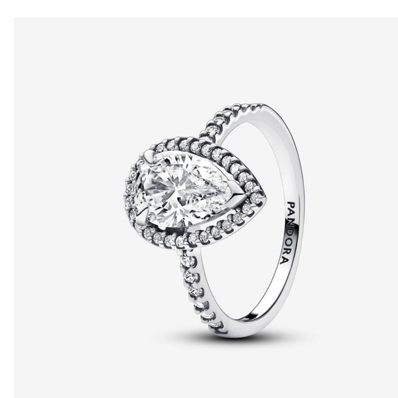 Pandora Sparkling Pear Halo Ring - Picture 1 of 3